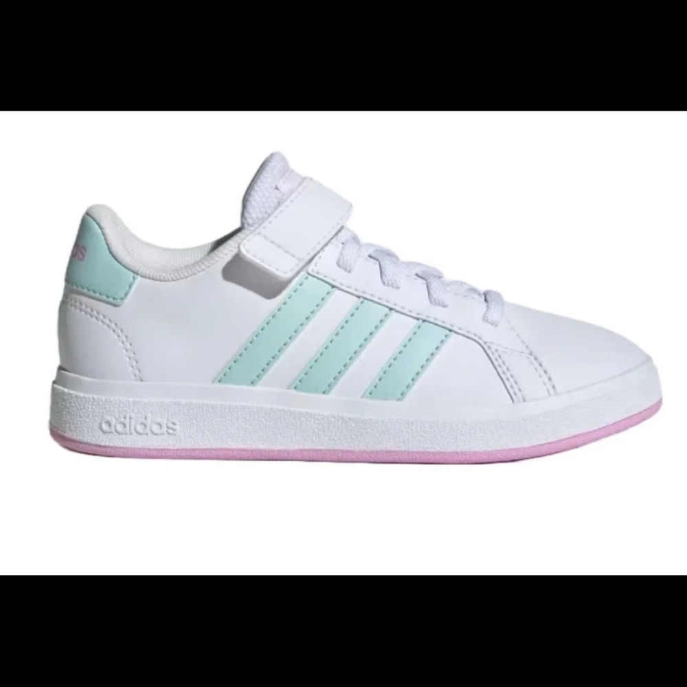 Adidas Kids Sneakers White Mint Green Stripes Size 11c
